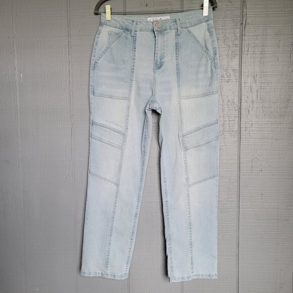 Indigo Rein Juniors' High-Rise Seamed Straight-Leg Cargo Style Jeans. Size 11 - Picture 1 of 8